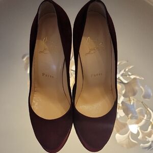 Christian Louboutin Dark Red Suede Heels 4in Heels